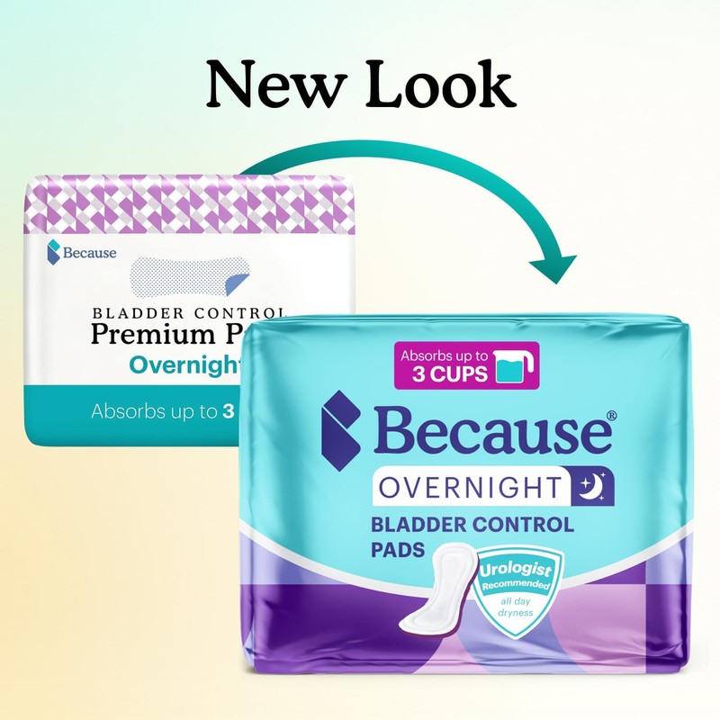 Because Incontinence Pads for Women - Extra Heavy Absorbency, Overnight