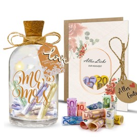 XSYKJGS LED Bottle Light Wedding, Wedding Gifts Money for Bride and Groom, Money Gifts, Wedding Packaging with Wedding Card for Freshly Loved Ones, Birthday, Christmas (Mr. & Mrs.)