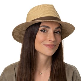 Stetson Twotone Toyo Traveller Viscose Hat, Summer Hat, Sun Hat, Beach Hat, Traveller Hat, Women's/Men, Spring/Summer, Natural brown
