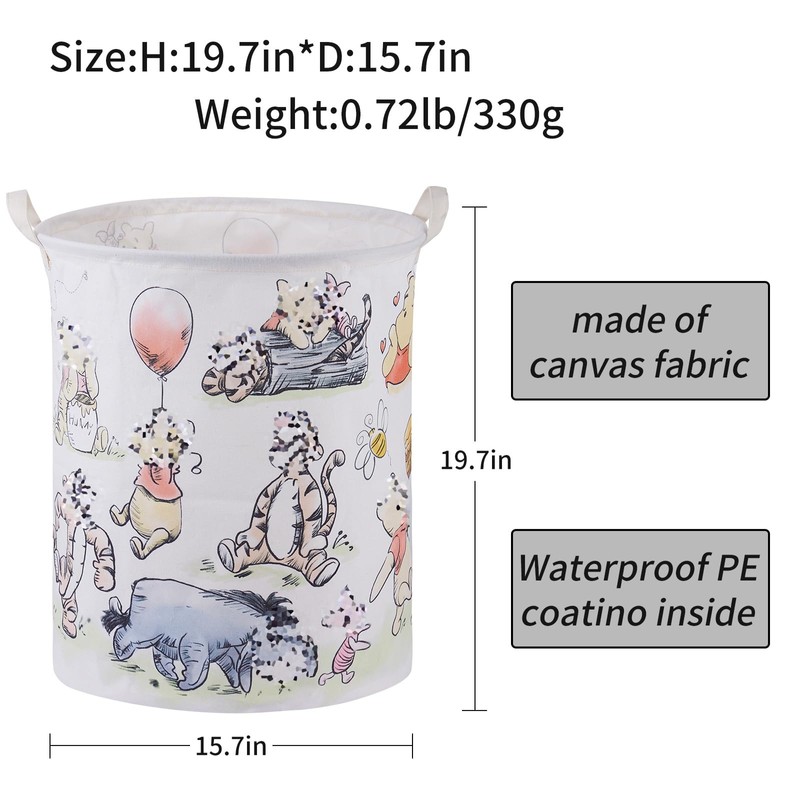 Bear Storage Basket,Nursery Large Hamper Canvas Laundry Basket Foldable With
