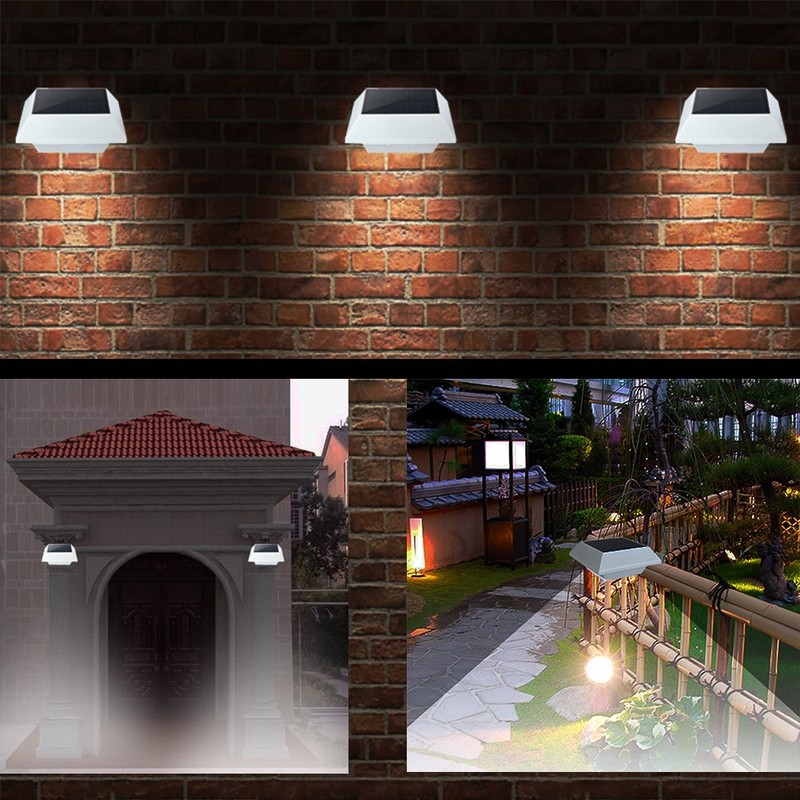 HOSHINE(2 Pack) Solar Powered Gutter Lights Security Light Outdoor Solar
