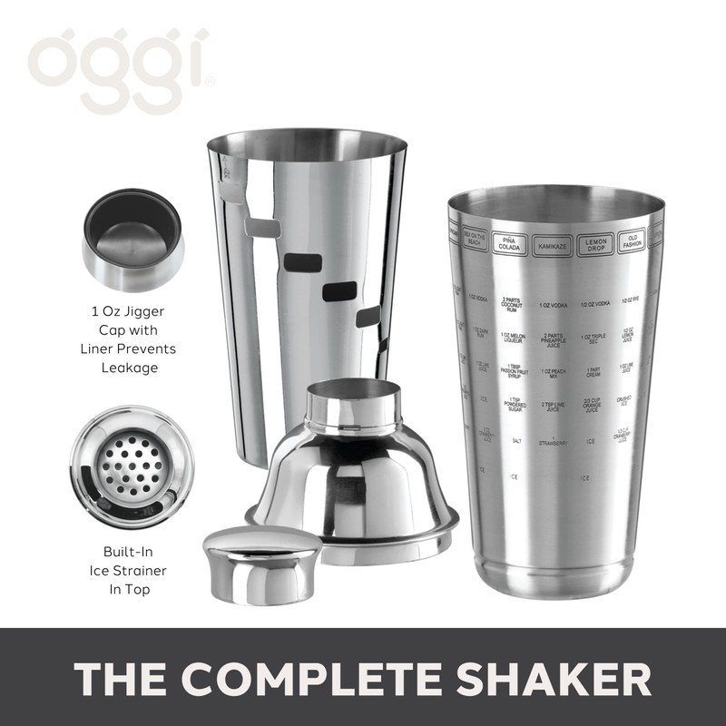 OGGI Dial A Drink Cocktail Shaker - Stainless Steel, 15