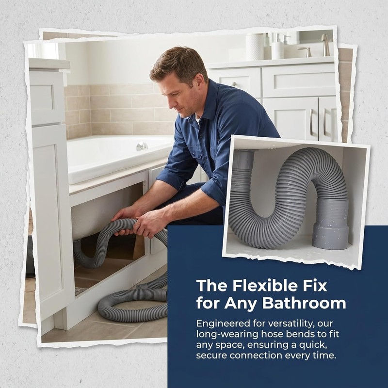 COOLHIYA Flexible Bathtub Drain Pipe Plastic Tub Drain Accessory for
