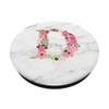 WHITE MARBLE PHONE GRIP PINK LETTER D INITIAL D LETTER
