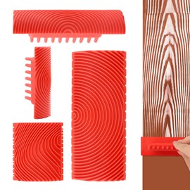 4 Pcs Wood Grain Tool,Rubber Wooden Pattern Graining Knurling Tool,Natural Wood Grain Painting Maker Tool,Wall Texture Pattern Embossing Painting Tool for DIY Wall Decor