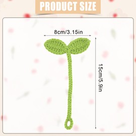 Knitted Crochet Leaf Sprout, Handmade Cute Crochet Sprout Bookmark Charm Crochet Plants Bookmarks Ornaments for DIY Craft Headphone Accessories and Cable Tie
