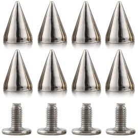 100 Sets 9.5MM Silver Spikes and Studs Metal Bullet Cone Spikes Screw Back Leather Craft Rapid Rivet Screws Punk Studs and Spikes for Clothing Shoes Leather Belts Bag Rivets 3/8 Inch