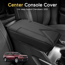 Center Console Cover for Jeep Grand Cherokee L 2022-2026 Armrest Cushion Pad Arm Rest Cover Leather Console Lids Protector for Jeep Grand Cherokee L Accessories