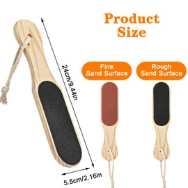 JIEYAO Wood Foot File, Double Sided Pedicure File with Lanyard Callus Remover Foot Rasp Heel Scraper for Remove Hard Skin Dead Skin Foot Care on Wet and Dry feet
