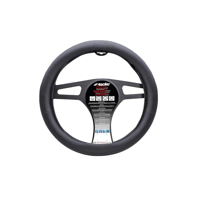 Simoni Racing Easy Steering Wheel Cover Black Eco Leather 37-39
