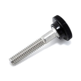 1/4"-20 x 1-1/2" Thumb Screw Stainless Steel - Black Knurled Round Plastic Knob - Standard/Coarse Thread Thumbscrew - Length: 1.500" - Proudly Built in USA - Package of (25)