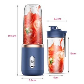 Mingzhe Mini Mixer 40W, Liquidificador de suco para shakes e smoothies, Mini copo liquidificador rápido portátil Tamanho pessoal Copo duplo USB recarregável para viagens Mistura forte e rápida Azul