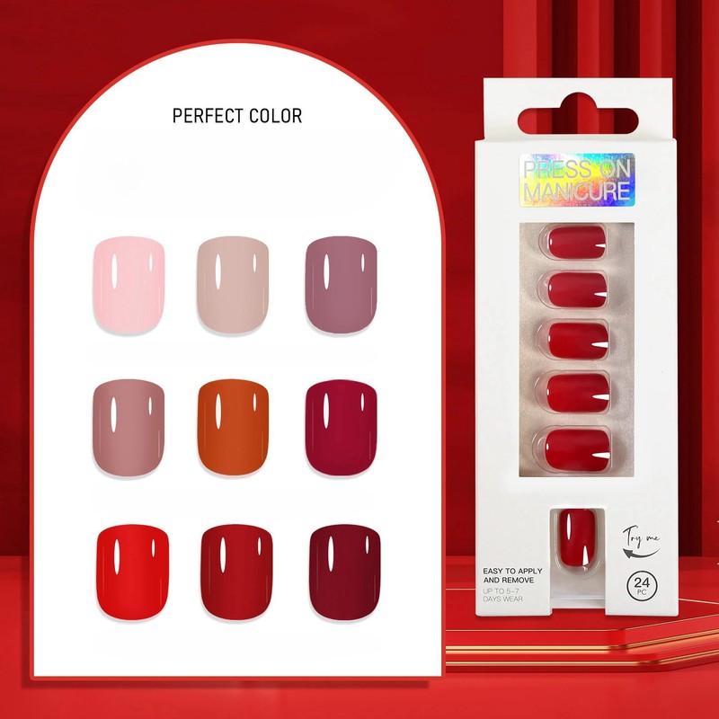 Hamefen Press On Nails, 24 Nails with Adhesive Backing Already