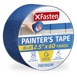 XFasten Professional Blue Painters Tape 2.5-Inches x 60-Yards (Single Pack) B...