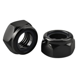 M8 Black Nylon Insert Lock Nuts, Stainless Steel 304 (18-8) Black Coating Lock Nuts with Nylon Insert, 50pcs