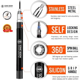 Epitomie Fitness Sonic Boom M2 - Cuerda de saltar de alta velocidad pendiente de patente autobloqueante, diseño sin tornillos - Pesado, giro de 360 grados, agarre de silicona con 2 cables de cuerda de