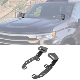 ROMELACK Hood Mount Brackets Ditch Light Pods Bracket Heavy Duty Steel Compatible with Chevy Silverado Fit GMC Sierra 1500 Models 2022-2024