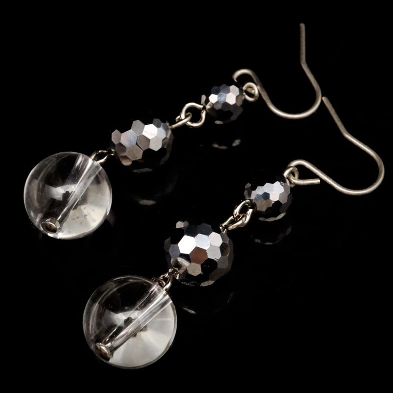 Gold Stone Terahertz Earring, For Both Ears, 3 Strings, Natural