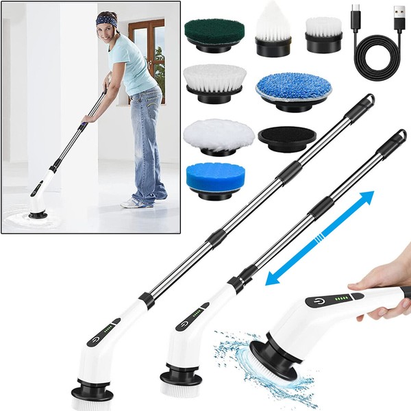 iMounTEK Electric Spin Scrubber Cordless Cleaning Brush w/Telescopic Arm 8