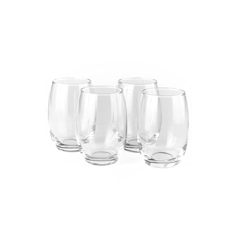 Cristar Stemless Wine Glasses Set of 4, 15.5 Ounce Glasses