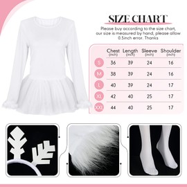Sureio 3 Pcs Winter Snowflake Tutu Costume Woman Long Sleeved Dress Stocking White Snowflake Headband for Party(Large)
