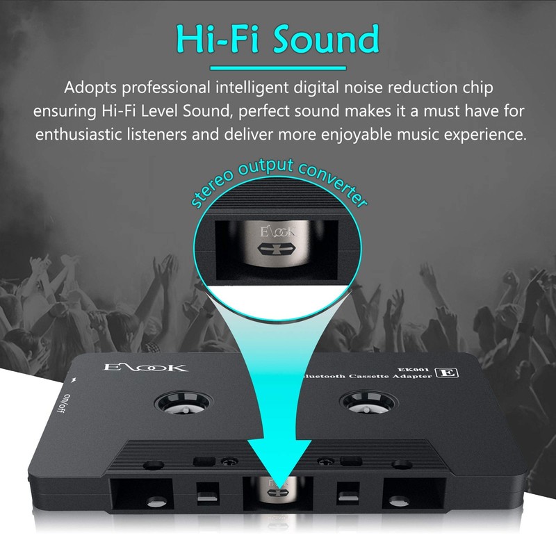 Elook Car Audio Receiver, Bluetooth Cassette Receiver Tape Aux Adapter