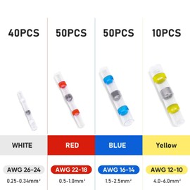 RUNCCI-YUN 150PCS Heat Shrink Butt Connectors, Solder Seal Wire Connectors, Waterproof Insulated Electrical Wire Terminals for Truck Marine Automotive Boat Wire Joint (white red blue yellow)