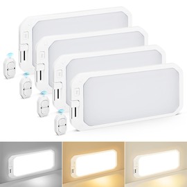 SKYJDM 4 Pack RV Lights Interior 1200LM，3 Color 12V RV LED Lights Interior with Remote Control, 3000-6500K Dimmable RV Interior Lighting Ceiling Light for RVs/Camper/Trailer/Boat