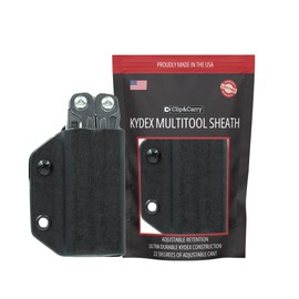 Clip & Carry Kydex Multitool Sheath for The Leatherman Wingman/Sidekick/REBAR/REV - Made in USA - EDC Multi Tool Sheath Holder Holster Cover - Black