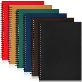 6 Pack B5 Spiral Notebook Ruled Spiral Journal Lined Paper, 70 Sheets,140 Pages, Wirebound Spiral Notebook 10.5 x 7.3 Inch Hard Cover Memo Notepad Sketchbook for School Office Travel Business Supplies