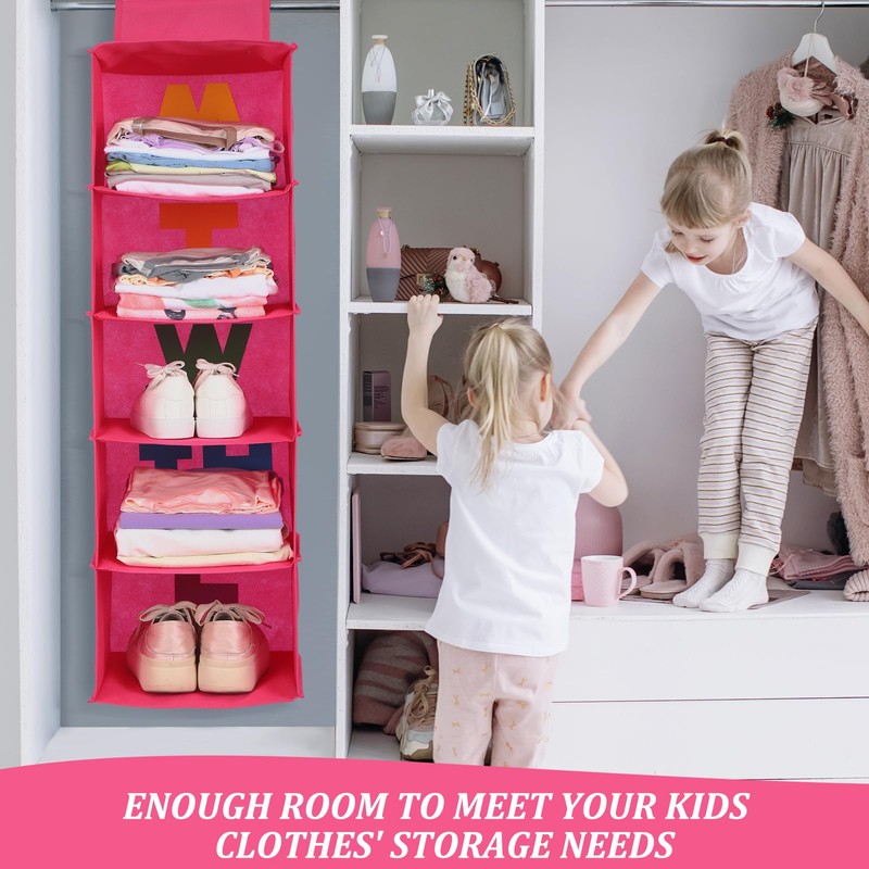 Hahafelt 2 Pcs 5 Shelf Weekly Clothes Organizer for Kids