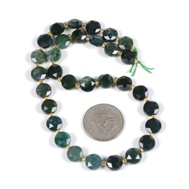 Moss Agate 10mm Faceted Coin Disc Star of David Jewish Loose Beads DIY Jewelry Making Strand 15"