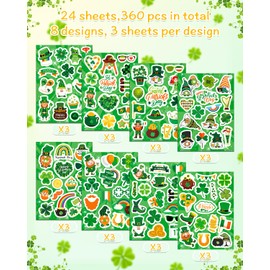 Ozepao Ozepao 24 Sheets St Patricks Day Stickers for Kids Irish Day Stickers Accessories for Party Favor Crafts Supplies Decoration