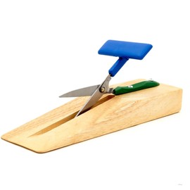 PETA Easi-Grip Mounted Table Top Scissors, Stainless Steel Spring Loaded on a Wooden Base with Dycem Strips, Ideal for Anyone with Poor Hand Control, Weak Hand Strength and Tremors, 75mm Blade