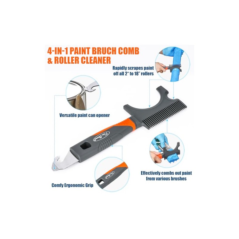 10pcs 12"-18" Adjustable Large Paint Roller Kit: 1-5Ft Aluminum Extension