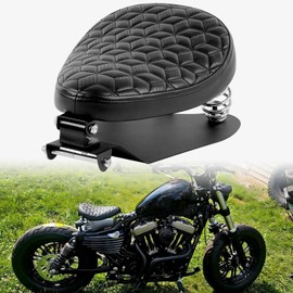 DREAMIZER Motorcycle Solo Driver Seat Thickened with Mounting Kit for Seat Base, Universal Custom Seats for Chopper Bobber, Compatible with Harley Triumph Honda Yamaha Kawasaki Suzuki Cafe Racer