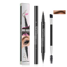 Fine Tip Dual-End Eyebrow Penci lwith Spoolie for Natural, Precise Brows – Waterproof & Smudge-Resistant (Black Brown)