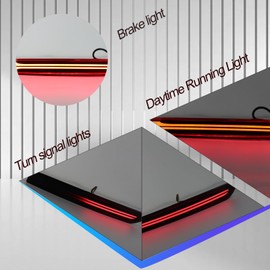 BINQIGOO 2Pc Full LED Rear Bumper Reflector Lights Kit for Chevy Suburban 2021 2022 2023 2024 Tail Lamp Brake Fog Lamps Daytime Running Light Turn Signal Lamp Accessories (Smoked)