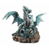 Family Set of Midnight Storm Dragon Statue 8" Height Fantasy