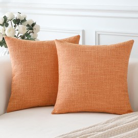 Artscope Coral Cushion Covers Set of 2 Linen Decorative Square Pillowcases Pillow Covers 60x60cm for Home Decor Sofa Bedroom Car (Coral, 24x24)