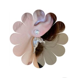 Eviarli Boho Pearl Jacket Earrings Mermaid Tail Dangle Earrings Pearl Stud Earrings Crystal Fish Tail Earrings Rhinestone Fishtail Drop Earrings Jewelry for Women Teen Gifts