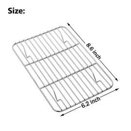 E-far Small Baking Rack Set of 2, Stainless Steel Metal Roasting Cooking Racks, Size – 8.6"x6.2", Non Toxic & Rust Free, Fit for Small Toaster Oven, Dishwasher Safe
