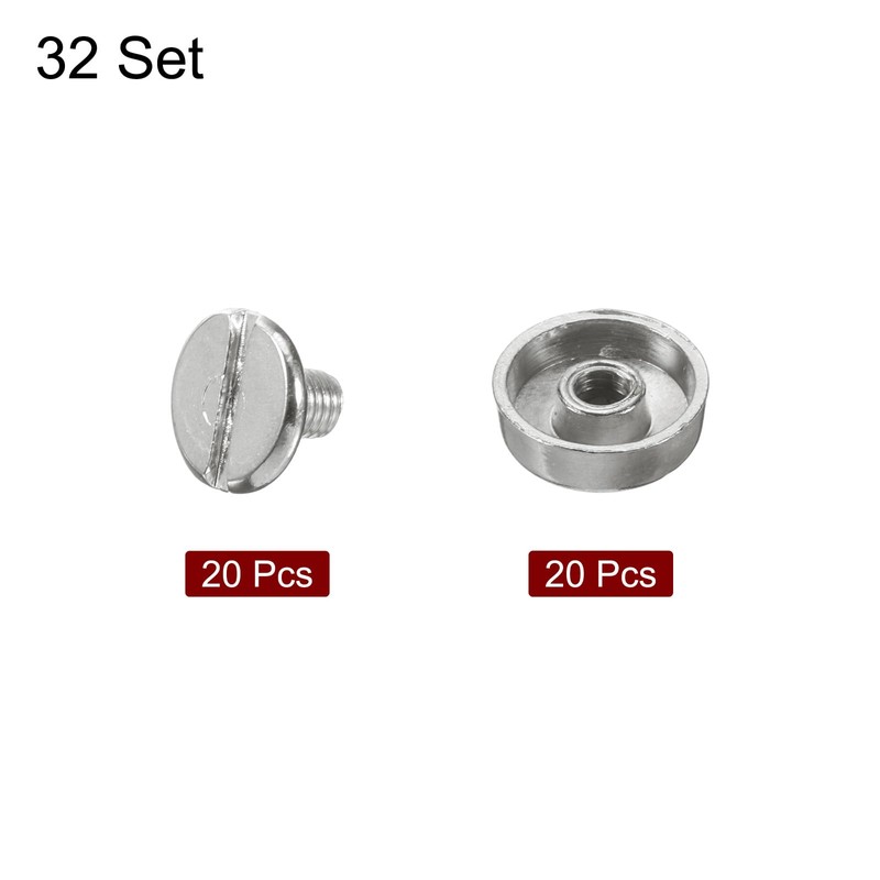 sourcing map 20set Flat Head Stud Spike 10mm Alloy Purse