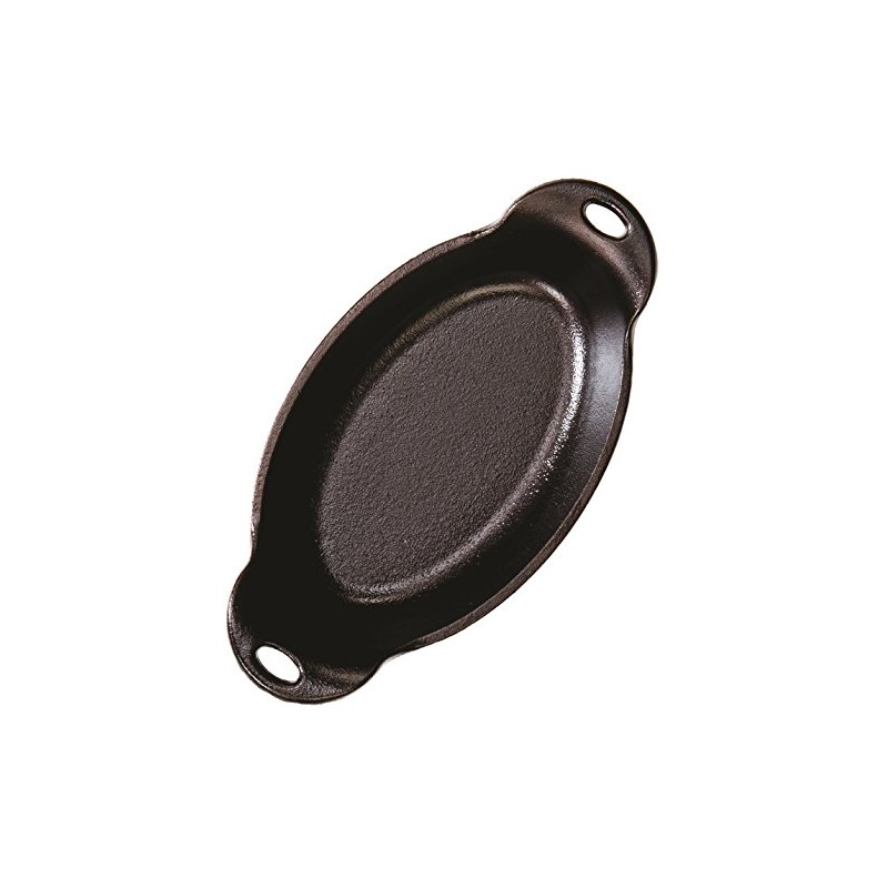 Lodge Heat Enhanced and Seasoned Cast Iron Oval Mini Server,