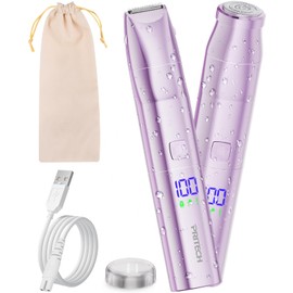 Bikini Trimmer for Women 2 in 1 Electric Razor for Women Face - Wet and Dry Electric Lady Shaver, Smooth Facial Hair Remover and Body Hair Trimmer for Bikini Leg Underarm Face Private Area, Purple