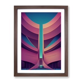 Futuristic City Architecture No.7 Framed Print for Living Room Bedroom Home Office Décor, Wall Art Picture Ready to Hang, Walnut A4 Frame (34 x 25 cm)