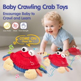 hahaland Baby Toys 6+ 12-18 Months - Crawling Musical Dancing Walking Moving Bouncing Learning Crab Tummy Time Toy Sensory Toddler Toys for 1-3 Year Old Christmas Birthday Gifts Stocking Stuffers