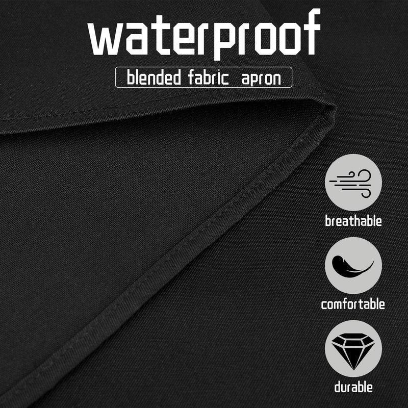 2 Pack Black Unisex Aprons – Waterdrop Resistant with 3