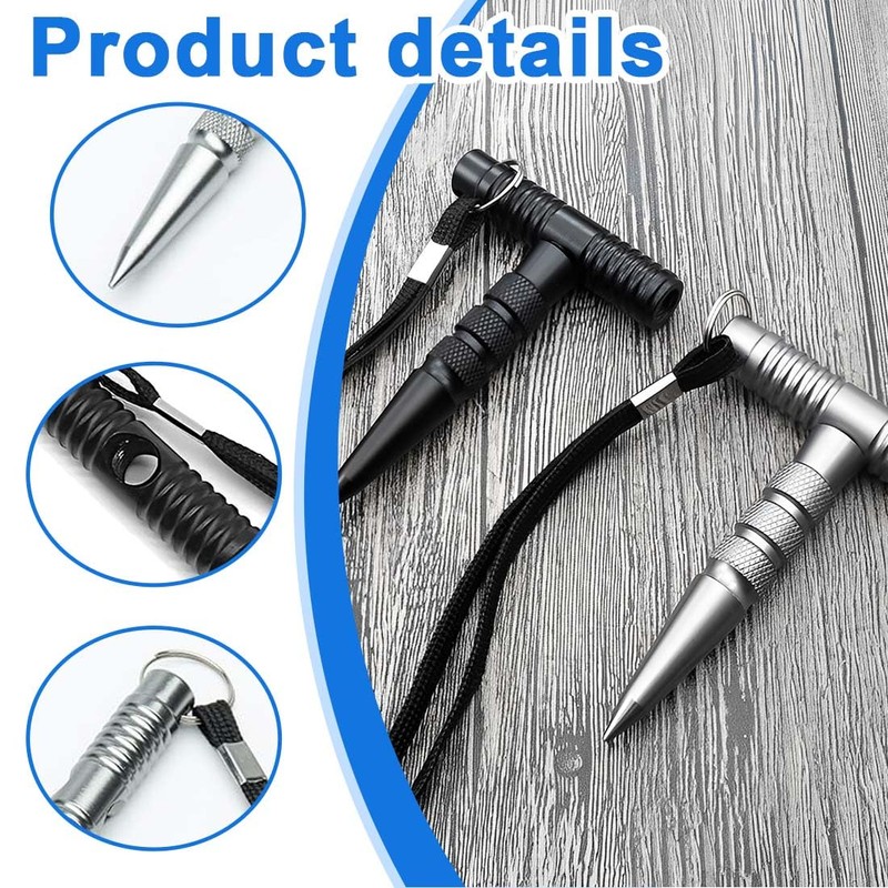 NHPY Pack of 2 Multifunctional Keyrings, Tactical Pen, Extra Grip