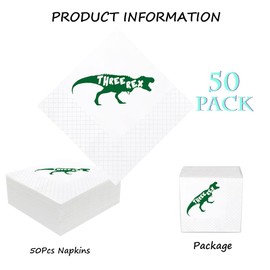 Geloar - Servilletas de cóctel de dinosaurio de tercer cumpleaños, paquete de 50 servilletas de cóctel de papel de dinosaurio tres Rex a granel para decoración de mesa de 3 cumpleaños de 2 capas, 5 x 5 pulgadas (tres Rex)